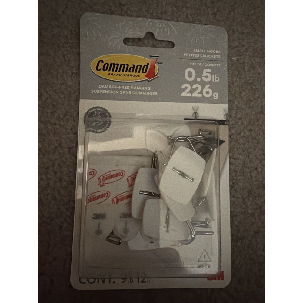 3M Command Small Hooks Multi Pack 0.5lb White New
